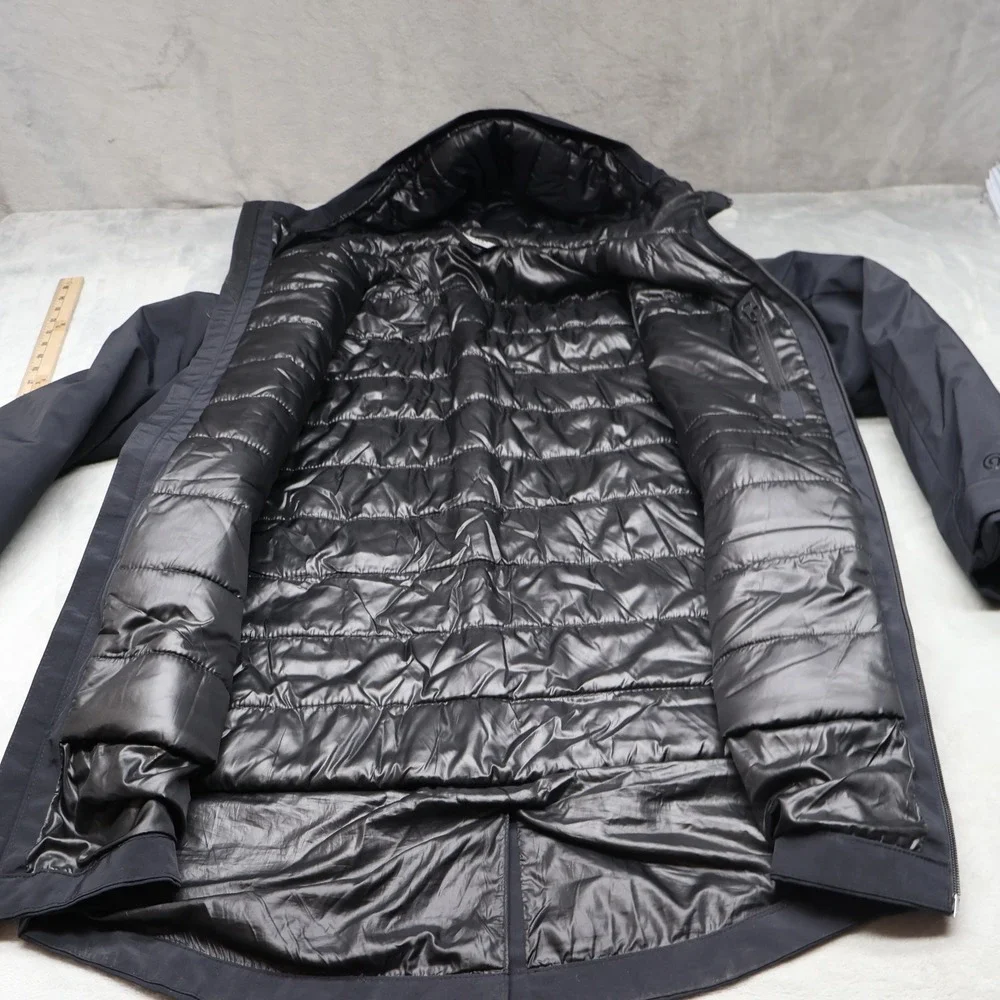 Champion Jacket Men Small Black Hooded Insulated Full Zip Wind Rain Winter Parka